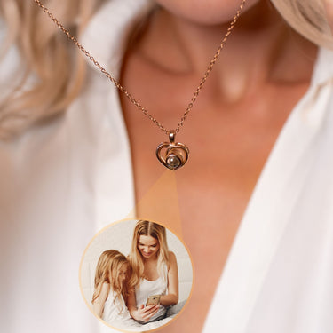 Timeless Photo Personalised Necklace - Gold Heart Necklace - Silver Heart Necklace - Custom Necklace Necklace Rose Gold Brother & Sisters